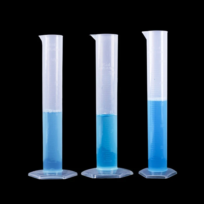 Laboratory graduated measuring cylinder plastic hexagonal base