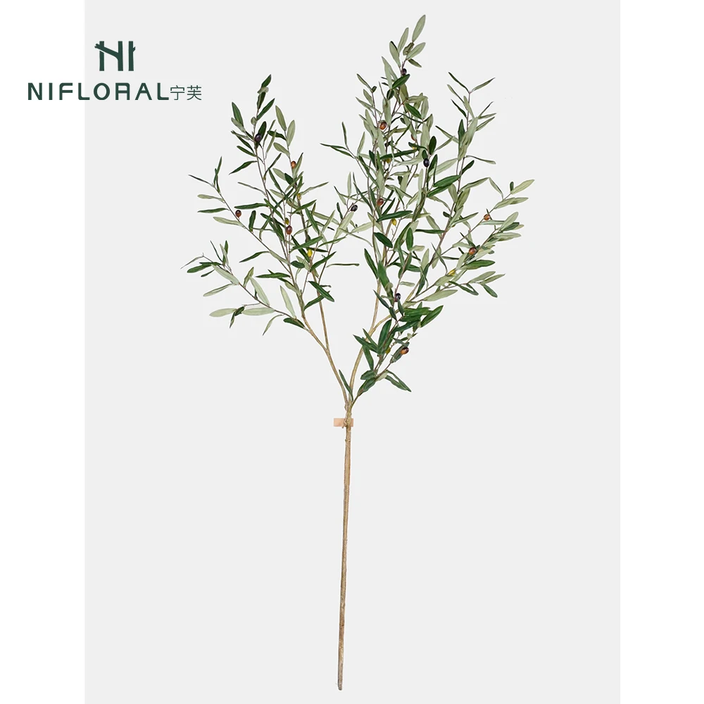 Nifloral 155cm Artificial Olive leaves single branch olive tree for Home Decor