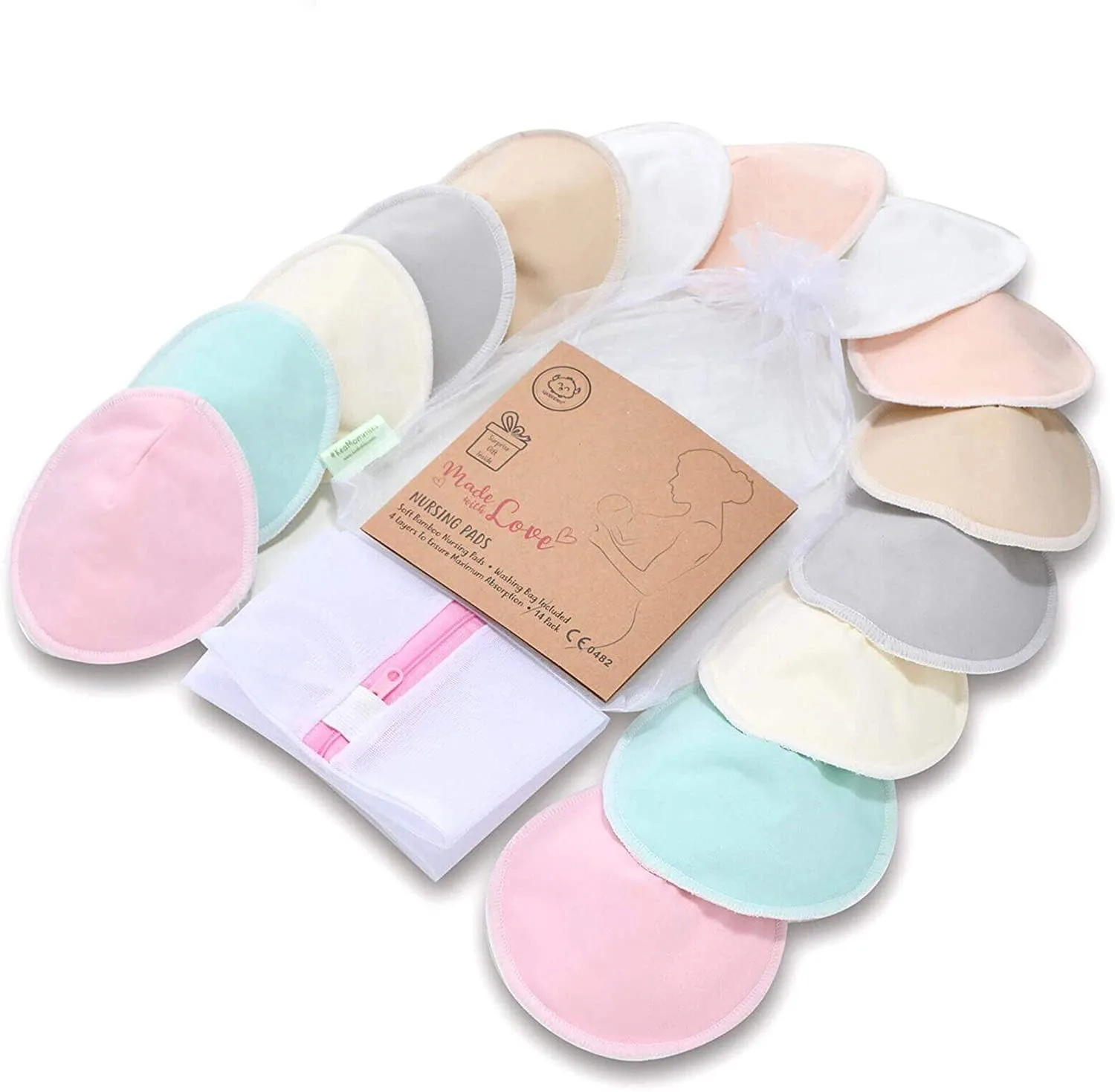 Happyflute Adult nursing contoured pad with bag reusable bamboo breast pad