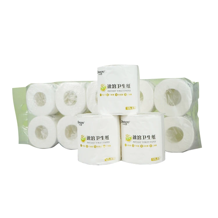 Bamboo Pulp White Tissue Roll Natural Paper Napkin 2 Ply 300 Sheets Tissue Paper Custom Embossing Toilet Paper