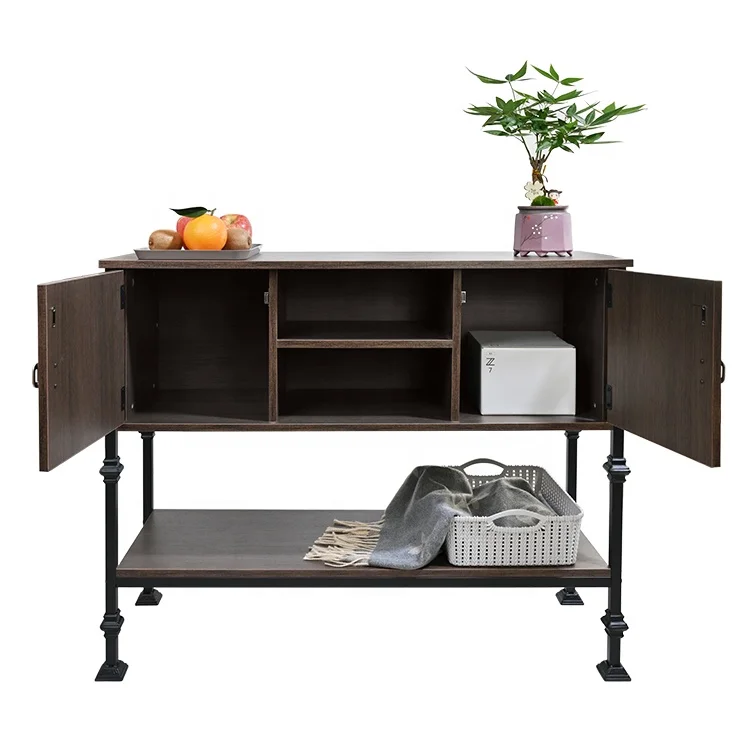 Modern Custom  Wood Metal  Frame Brown Stackable coffee table living room furniture tea table with storage wood
