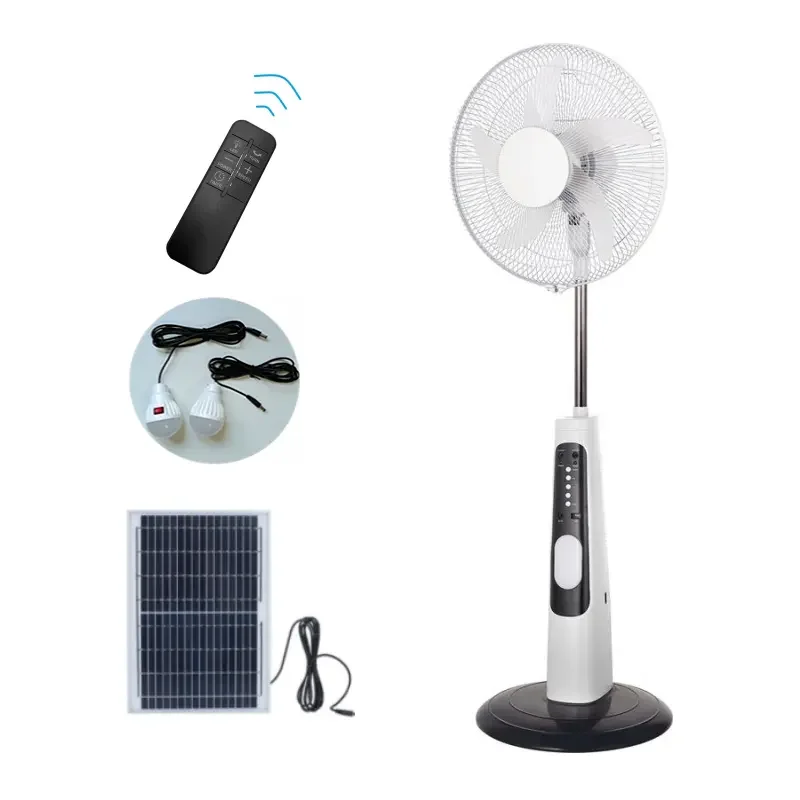Solar Powered AC DC Rechargeable Fan Price Cheap Stand Solar Fan with Solar Panel