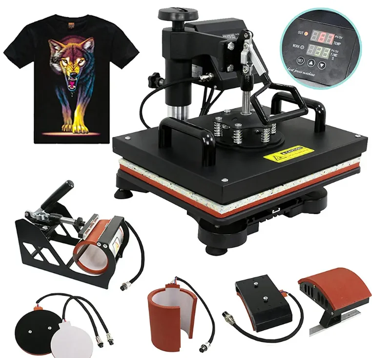 5 In 1 Multi-Function Heat Press Machines Combo T-shirts Cap Mug Hot Transfer  Heat Press T Shirt Printing Machines