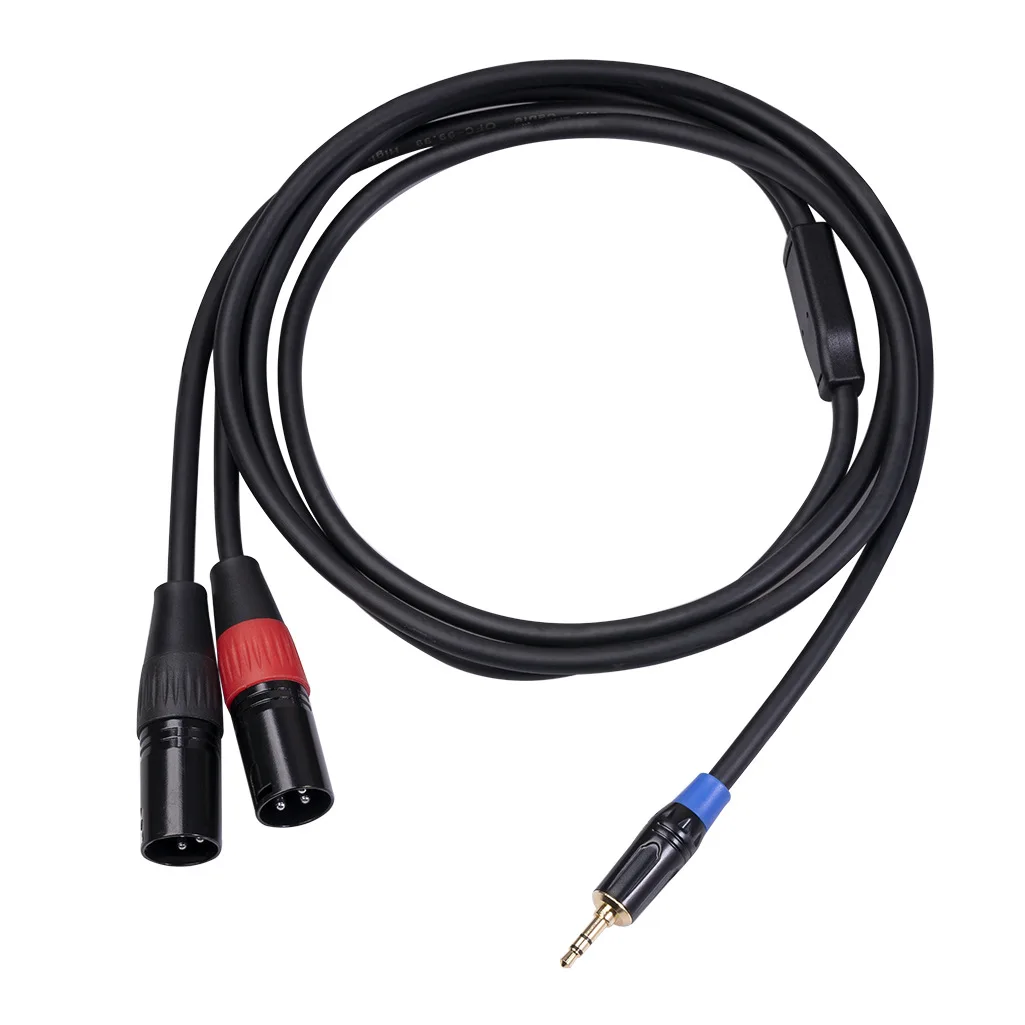 New 3.5mm to Dual XLR Stereo Audio Cable 1/8 inch TRS AUX Male to 2 XLR Male Adapter Cable for Power Amplifier Mixer Audio Cable