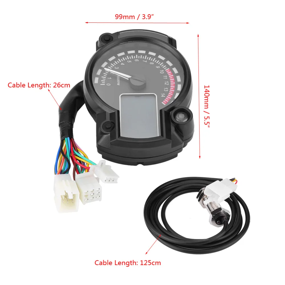 Motorcycle Digital Light LCD Speedometer Odometer Tachometer W/ Speed Sensor 7 color display oil level meter Modern Universal
