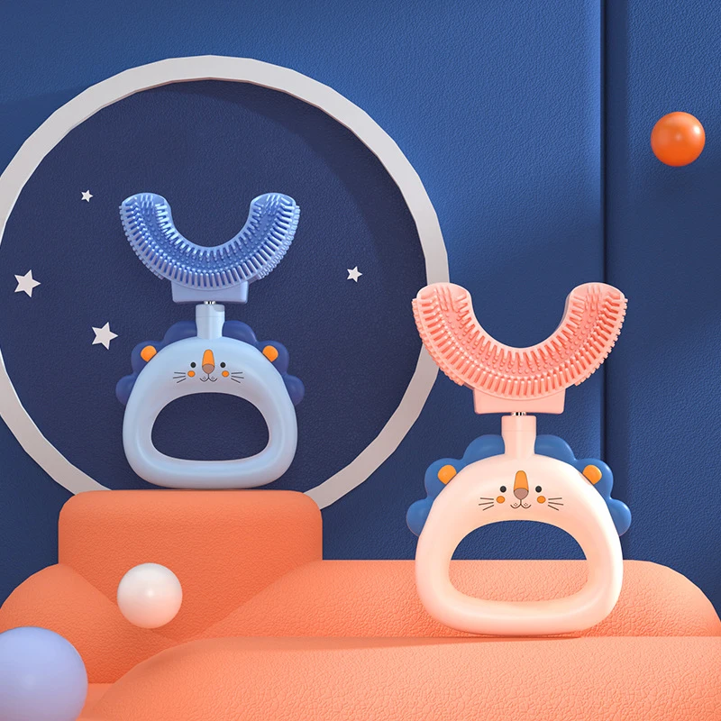 High Quality Food Grade Silicone Tooth Brush Head 360 Degree Cleaning Kids Baby U Shaped Toothbrush