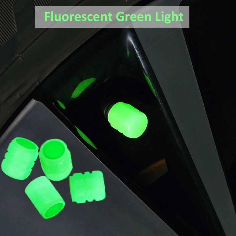 Universal Luminous Valve Caps Fluorescent Green Blue Night Glowing Car Motorcycle Bicycle Wheel Styling Tyre Hub Luminous Decor