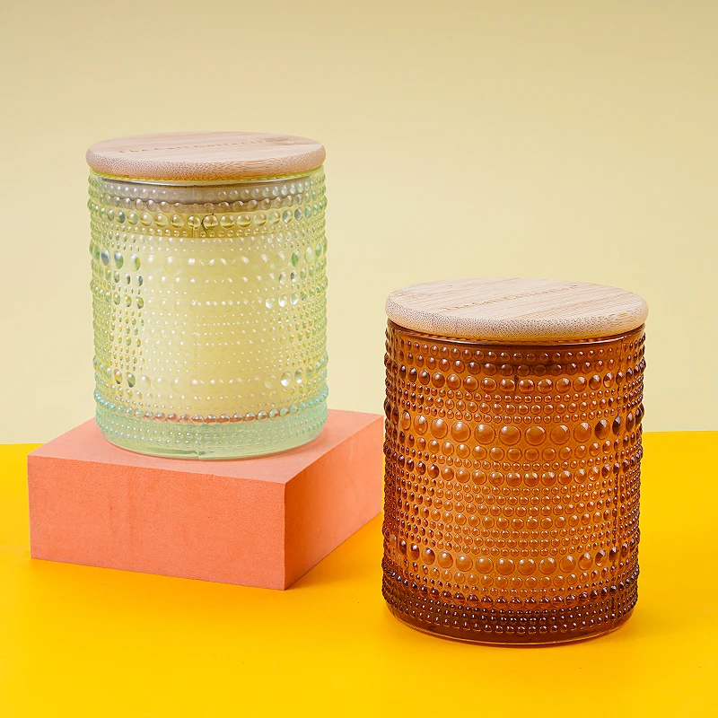LA15P decorative holiday candle Custom relief velas Bamboo Lid long burning  Glass Jar soy candle manufacturers