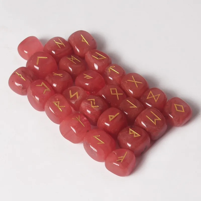 2019  top selling high quality gemstone carving  lucky chakra runes stones for wicca-Watermelon red