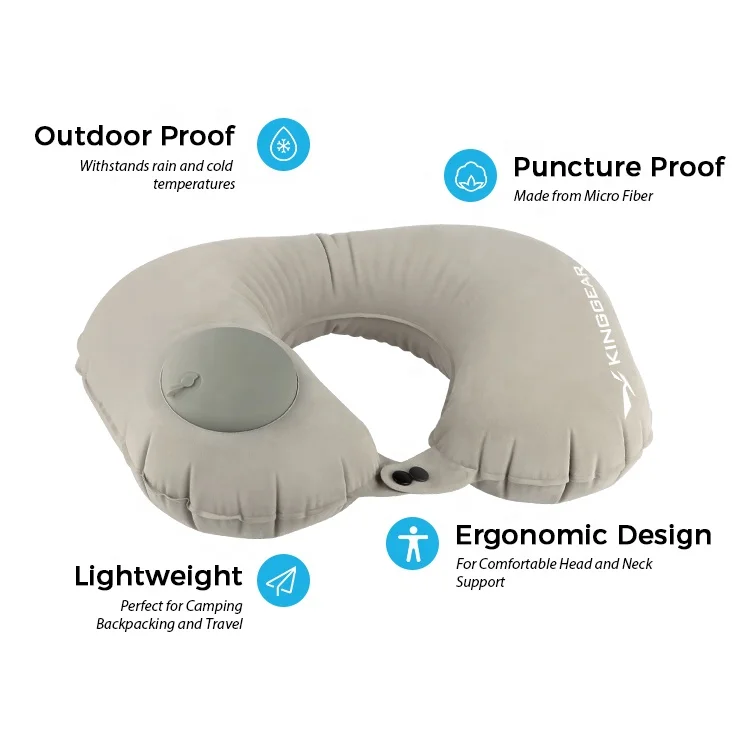 KingGear Flocking Environmentally Friendly PVC Inflatable Camping Pillow
