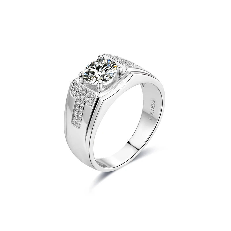 18k Plated Gold Custom Jewelry 1ct Moissanite Engagement Wedding Ring Solitaire for Men Wedding Ring