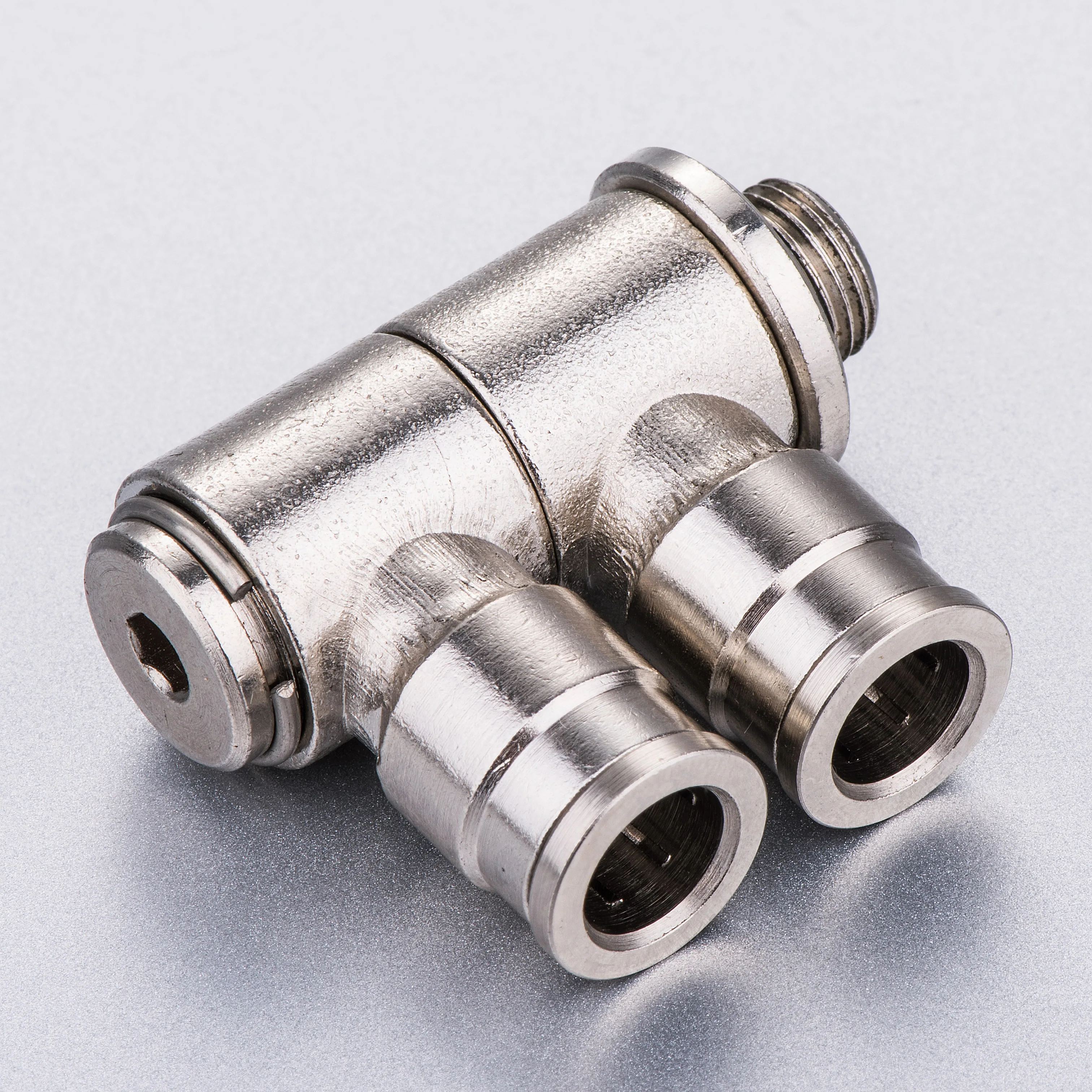 male branch tee with O-ring brass nicked fitting,metal push in fitting camozzi