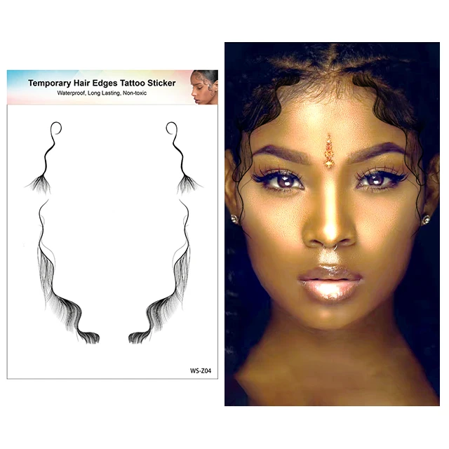 Hot sell sexy girl baby hair tattoo temporary waterproof face baby hair edges tattoo sticker