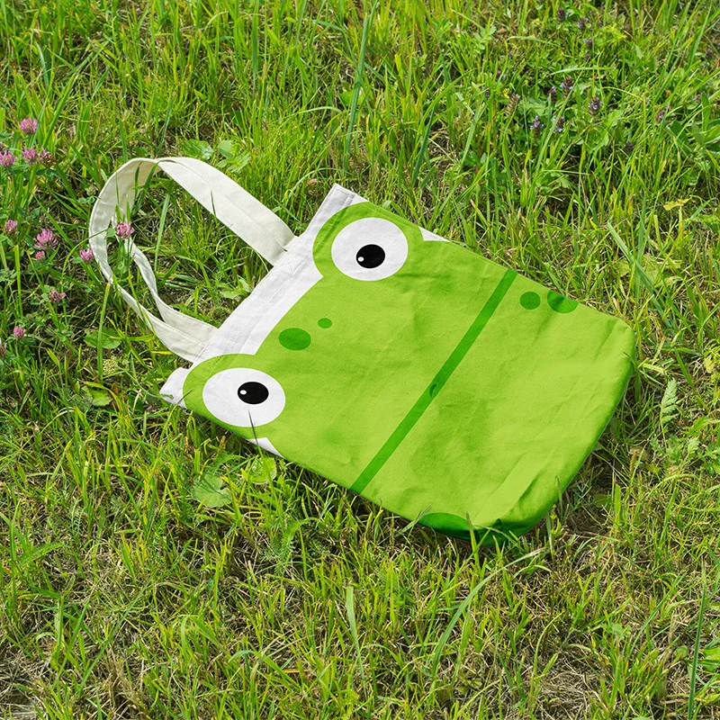 New Women Cartoon Handbag Color Animal Face Panda Lion Shoulder Canvas Bag Large Capacity Girl Reusable Shopping Bag Grocery Bag