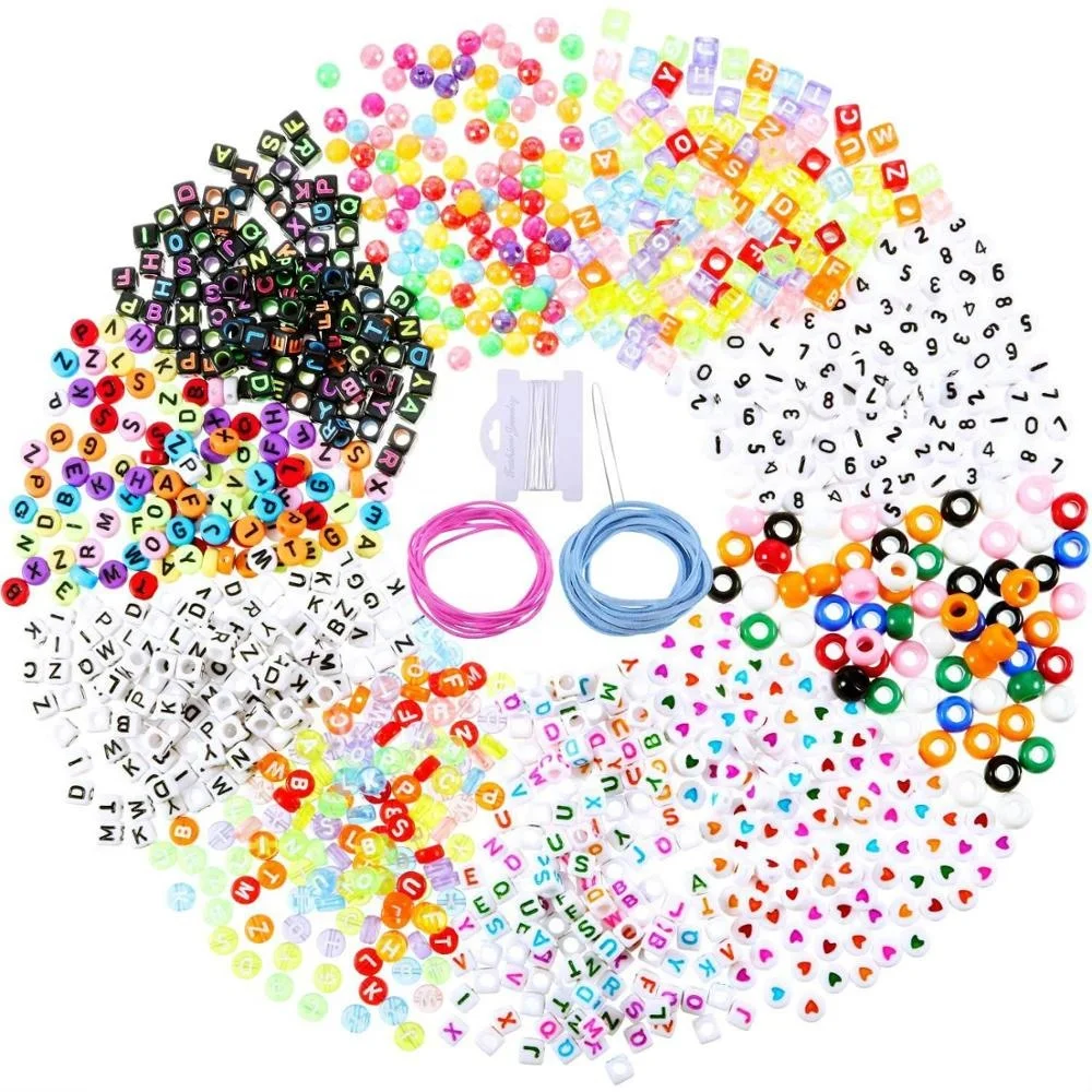 DIY Acrylic Alphabet Letter Beads for Kids Jewelry Making Set (200 pcs)