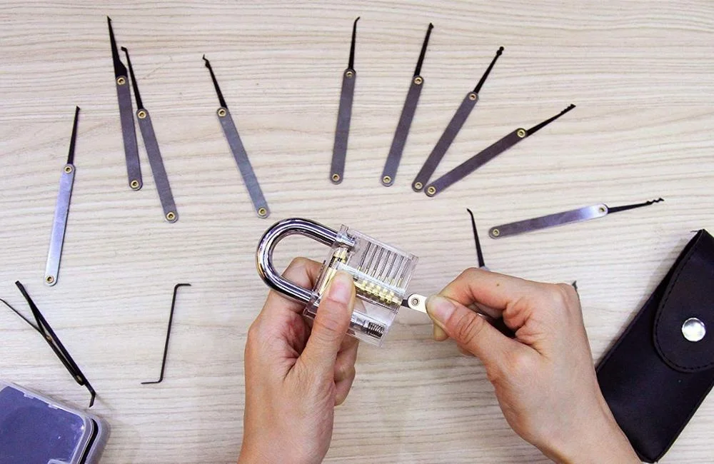 Locksmith Supplies 12 pcs lock pick set With Transparent Practice Lock Picking Tools