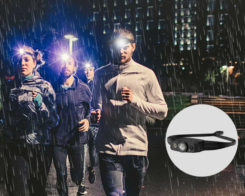 Yellow Red LED Rechargeable Headlamp with 5 Flashing Modes for Car Emergency Inspection Adjustable Anti Slip Portable Headlamp