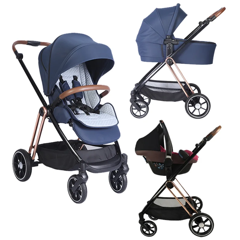 Luxury European Portable Foldable 3In1 Poussette Bebe Cochecito Baby Push Chair  Carriage Pushchair  Pram Baby Stroller 3 In 1