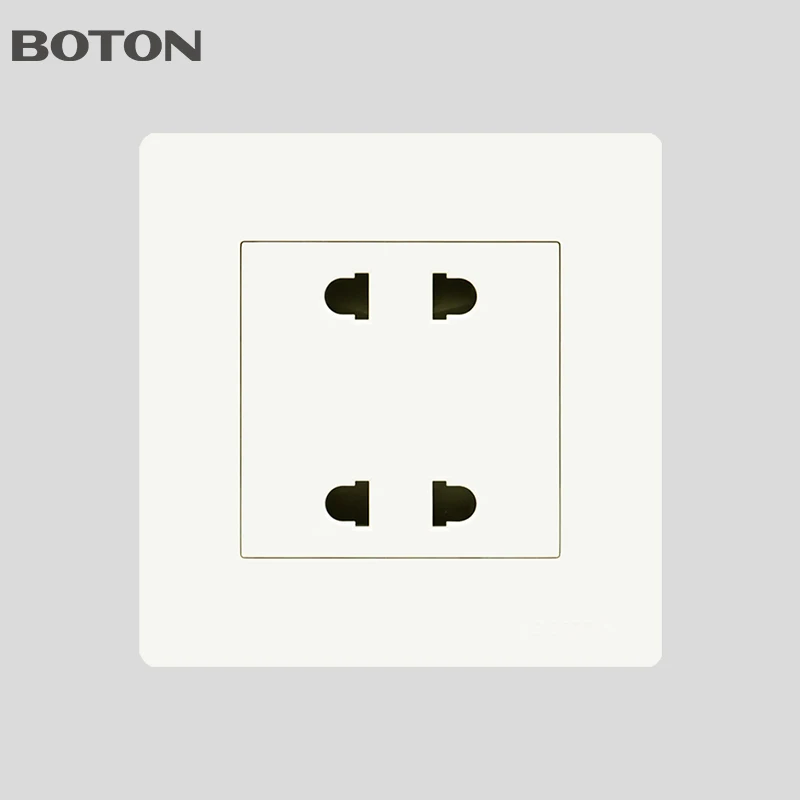 4 Pin Socket PC Material Panel Flush Type 10A 250V White Color Wall Switch Socket
