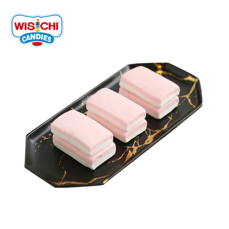 Free sample custom rectangle marshmallow soft pink fluffy white pop marshmallow