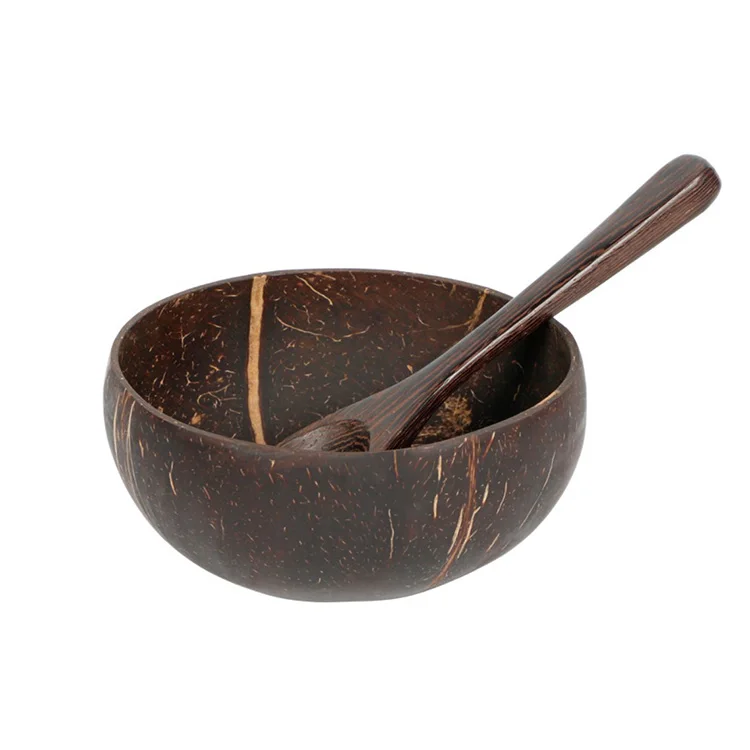 Wholesale Eco Friendly Natural Coconut Shell Bowl Fruit Mixing Large Salad Coconut Bowl Set For Gift