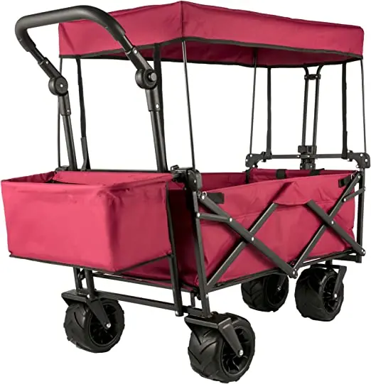 Factory Custom Wheels Outdoor Camping Double Decker Waterproof Durable Folding Wagon Cart With Ceiling