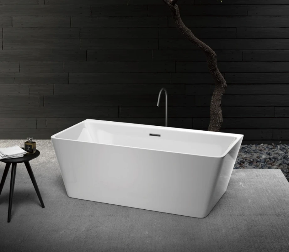 New Product OEM ODM White Black Soaking With Drainer Bathroom Stackable Acrylic Bathtub