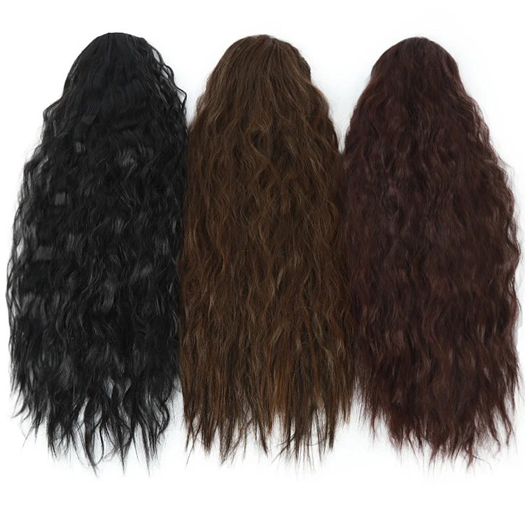 Black Brown Synthetic Wrap Around Drawstring With Clip Ponytail Hair extension Pony tails For Black Women