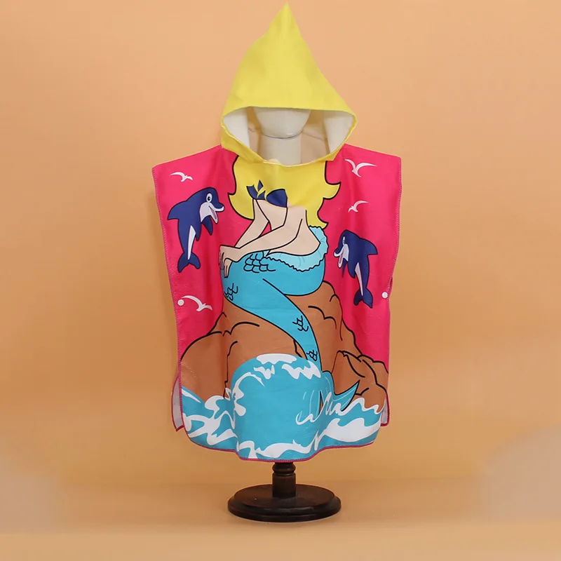 Microfiber Fashion Baby Bath Toweling Poncho Hooded Beach Clothes With Hood Cape for Children Beach Towel