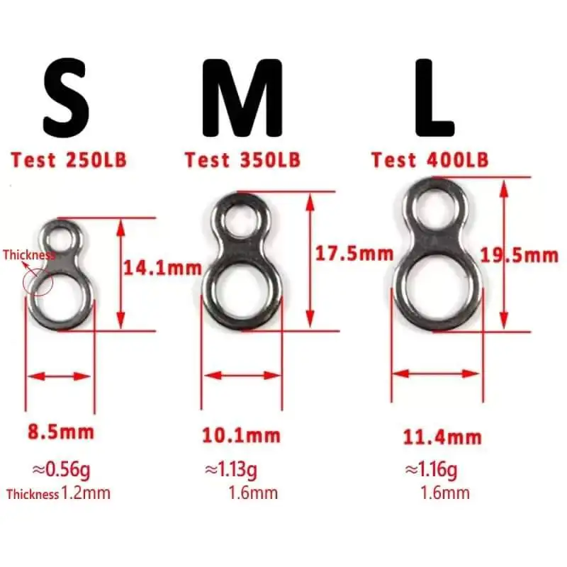 Fishing Gourd Chain Solid Ring Seamless Stainless Steel 8 Shape Loops Heavy Duty Fishing Connector