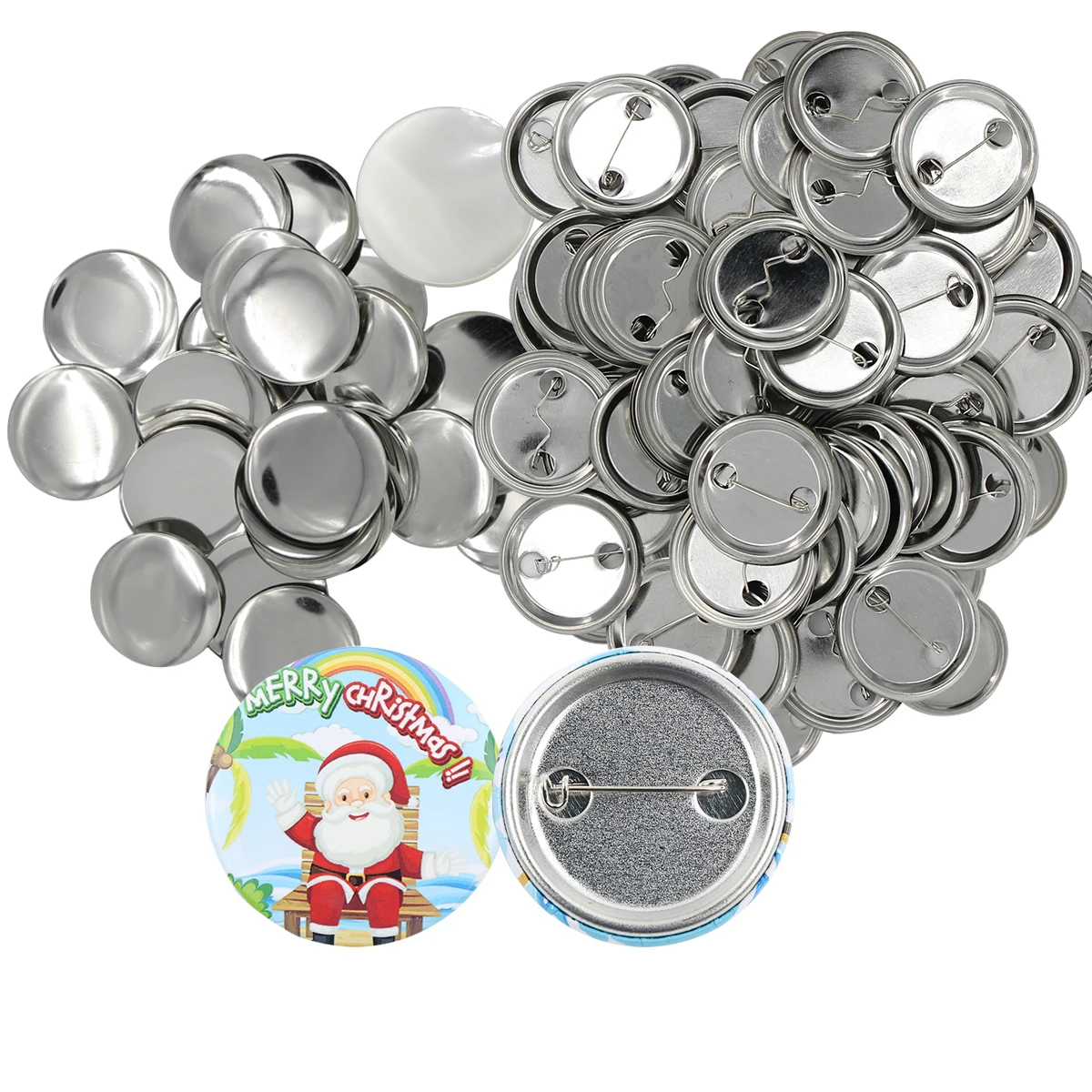 Blank Pin Back Button Parts, 37mm 1.46 Inch Round Metal Cover Metal Back Badge Clear Film for Button Maker Machine