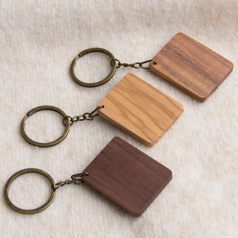 New Solid walnut rectangle wood Keychain Blanks Can Laser Blanks