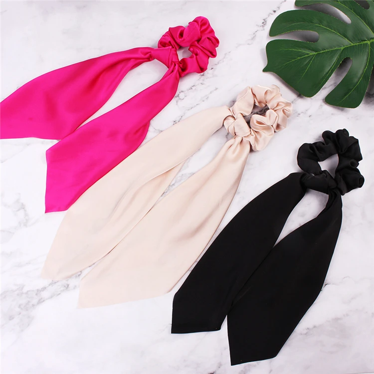 ponytail scrunchie hair ties scarf elastic hair ribbon for women bow ties scrunchies hair bands