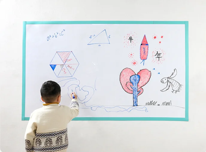 Self Adhesive Iron Back Flexible Magnetic Dry Erase Whiteboard Wall Poster for Home School Office