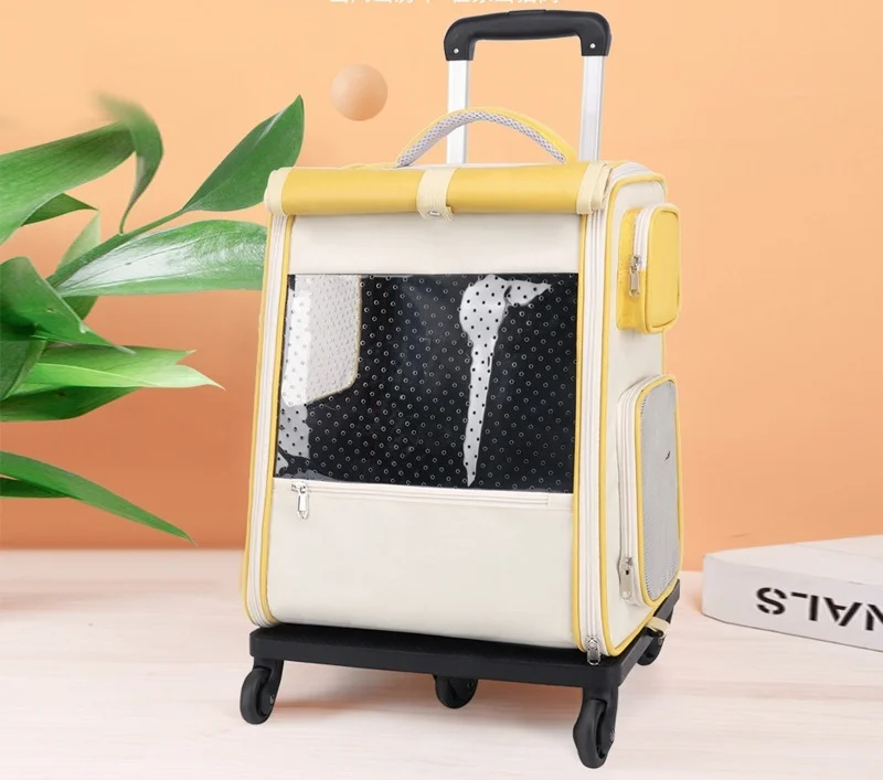 Pet trolley suitcase Pet Bag Portable cat suitcase Cat bag Going out large capacity shoulder breathable pet backpack