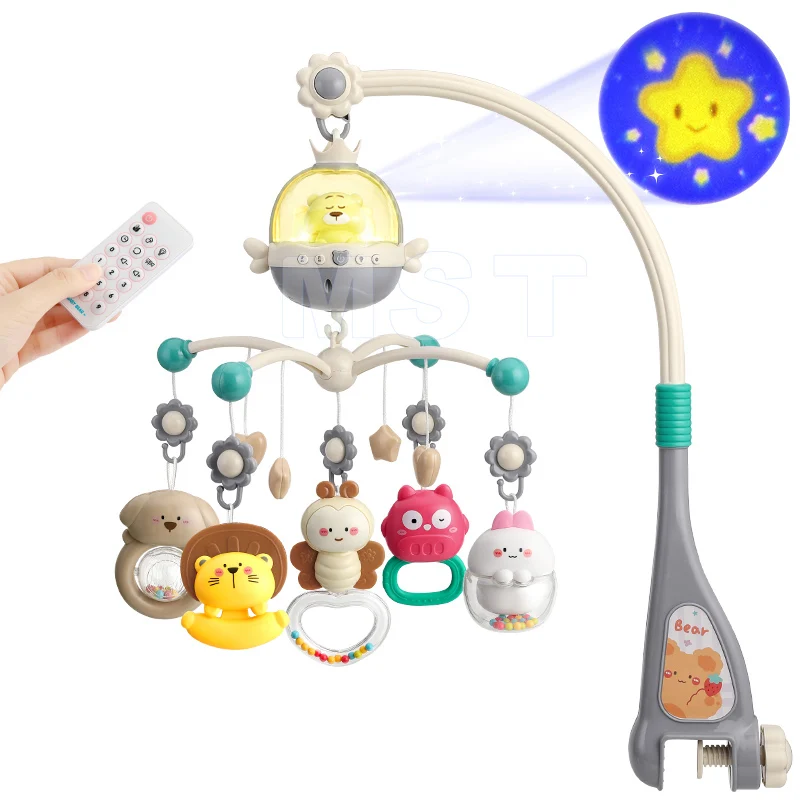 New Baby Mobile Music Light Remote Control Projection Rotating Baby Musical Crib Mobile