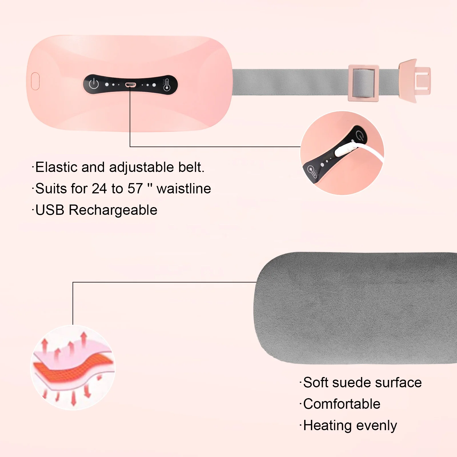 oem electric lumbar stomach heating massage womb uterus waist abdomen vibrating massager womb releive menstrual heat belt