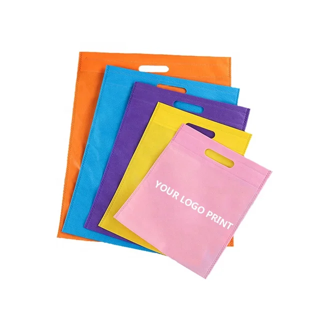 dongguan custom logo print reusable non-woven fabric apparel shopping carrier nonwoven carry bag die d cut handle non woven bag