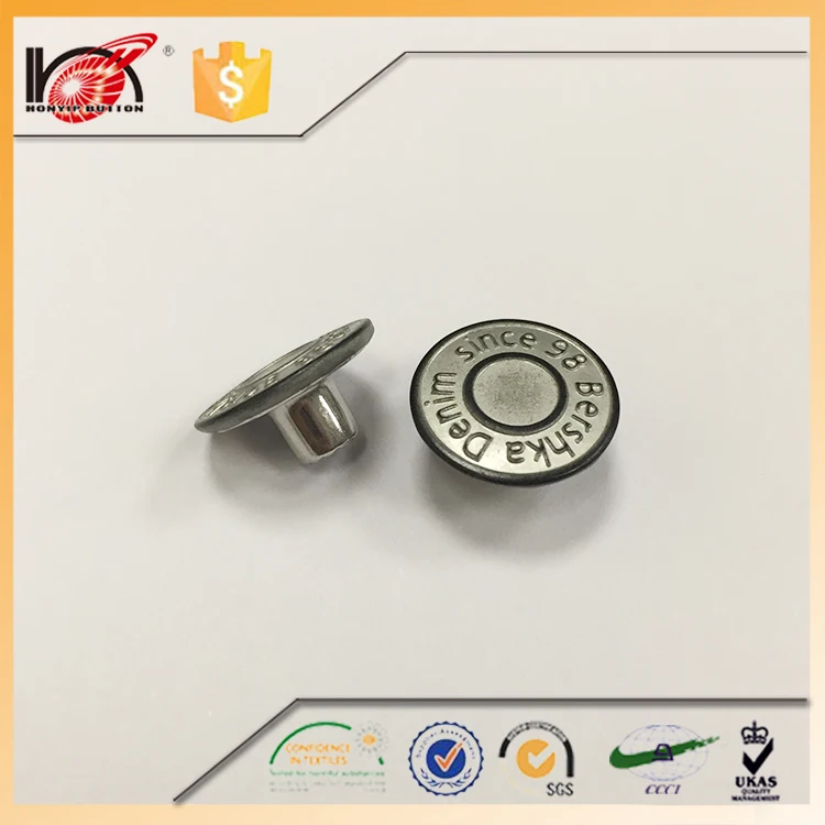 Custom Logo Oekotex Button Handbag Hardware Jean Rivets