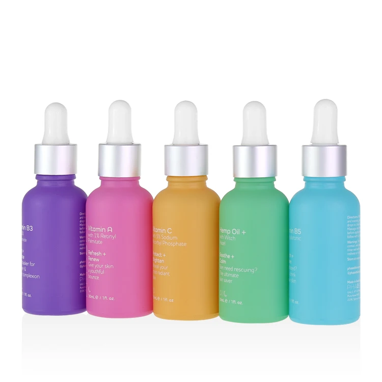 
 Luxury 5ml 10ml 15ml 20ml 30ml 50ml 60ml 100ml 120ml colorful frosted glass dropper bottle customize serum bottle  