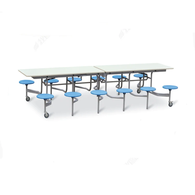Hot Sale School Restaurant 8-person Plastic Folding Table and Chair Set for Canteen