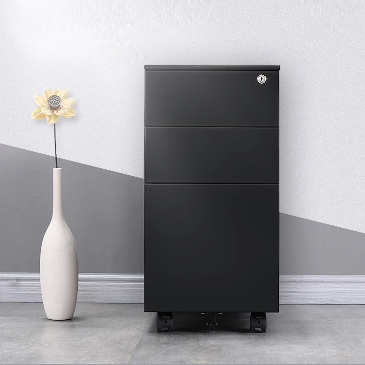 Metal office wheel mobile small steel filing storage 3 drawer cabinet modern design pedestal metal movable file cabinet