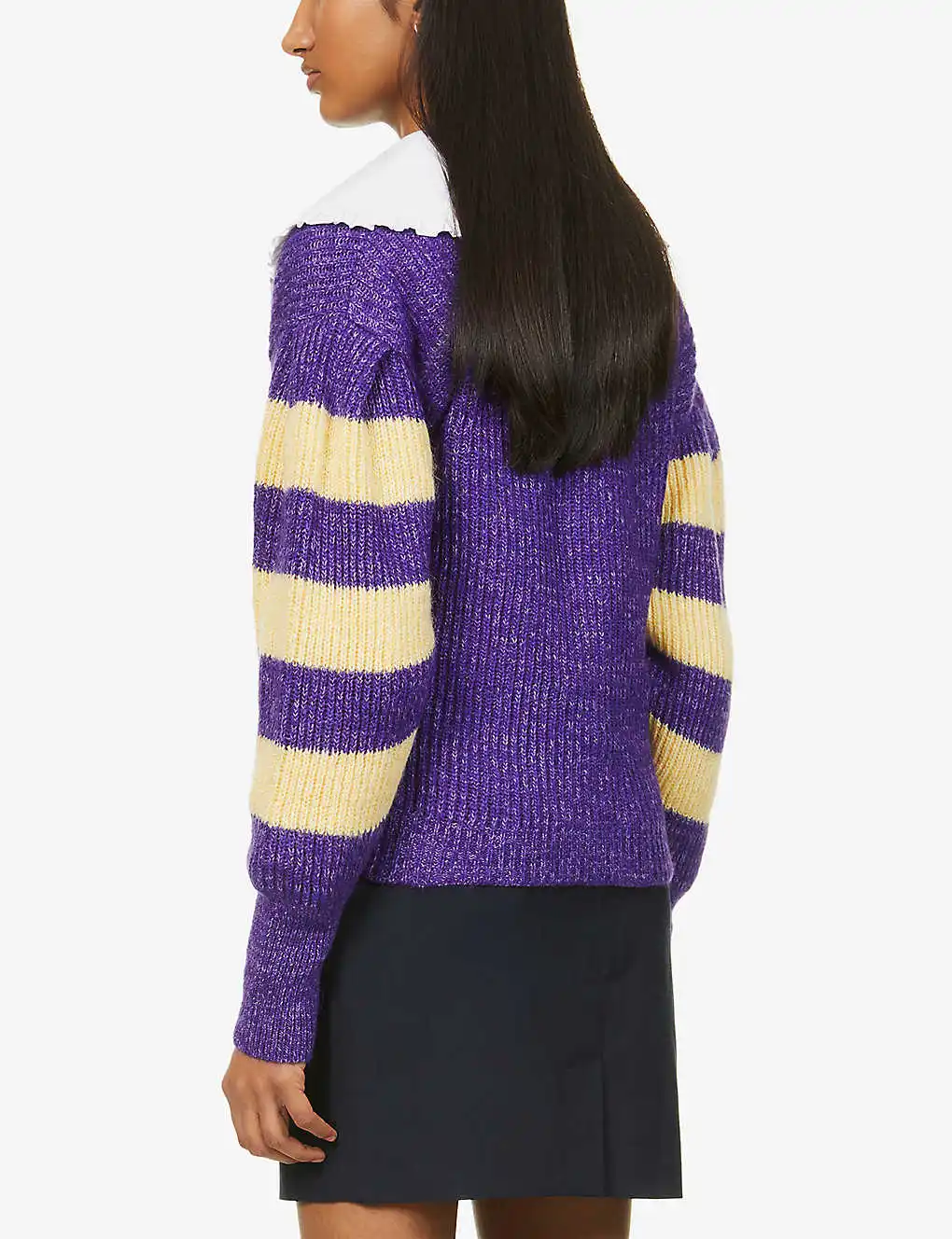 2022 Custom Mohair Wool Embroidered Striped Cardigan Women Knitwear Sweater