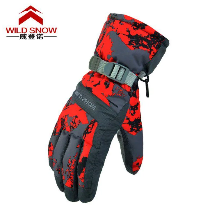 WILD SNOW Winter Warm Ski Gloves, Winter Waterproof Anti-Slip Outdoor Sports Warm Thermal Velvet Ski Snow Snowboarding