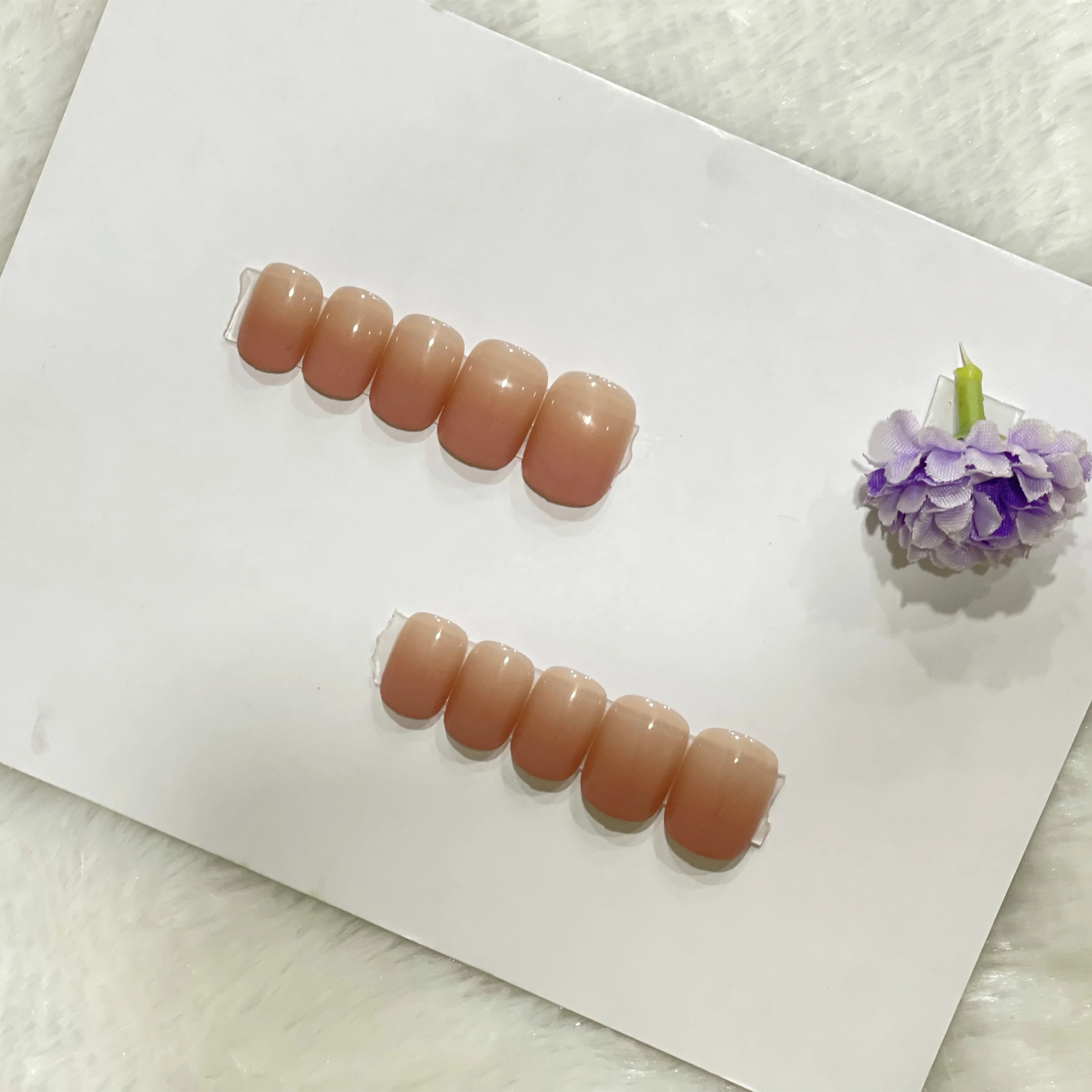 Peach ombre natural breathable nails full cover high quality design box packaging nail tips