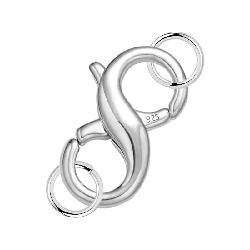 S925 Pure Sterling Silver Pendant & Components Dual-Head DIY Jewelry Connection with Spring Buckle Bracelet & Lobster Clasp