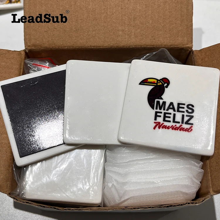 wholesale oem sublimation ceramic blank parts 5cm 6cm square refrigerator magnets custom printed unique christmas fridge magnet