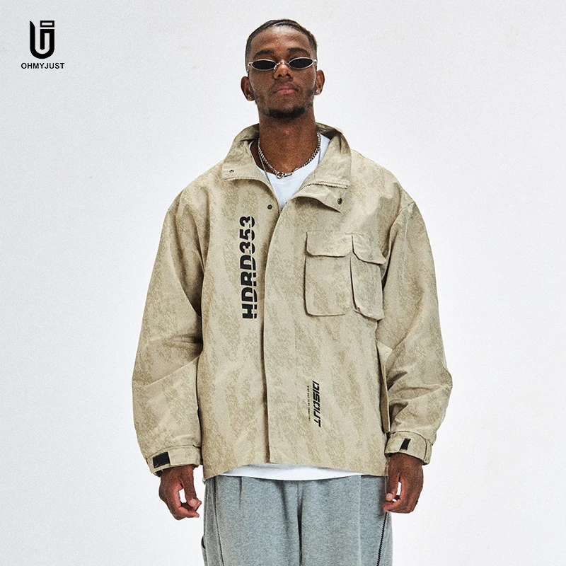 2021 Autumn New Vintage Cargo Jackets Men Multi-Pockets Plus Size Coats Outdoor Wear Hiking Shell Hooded Field Jacket