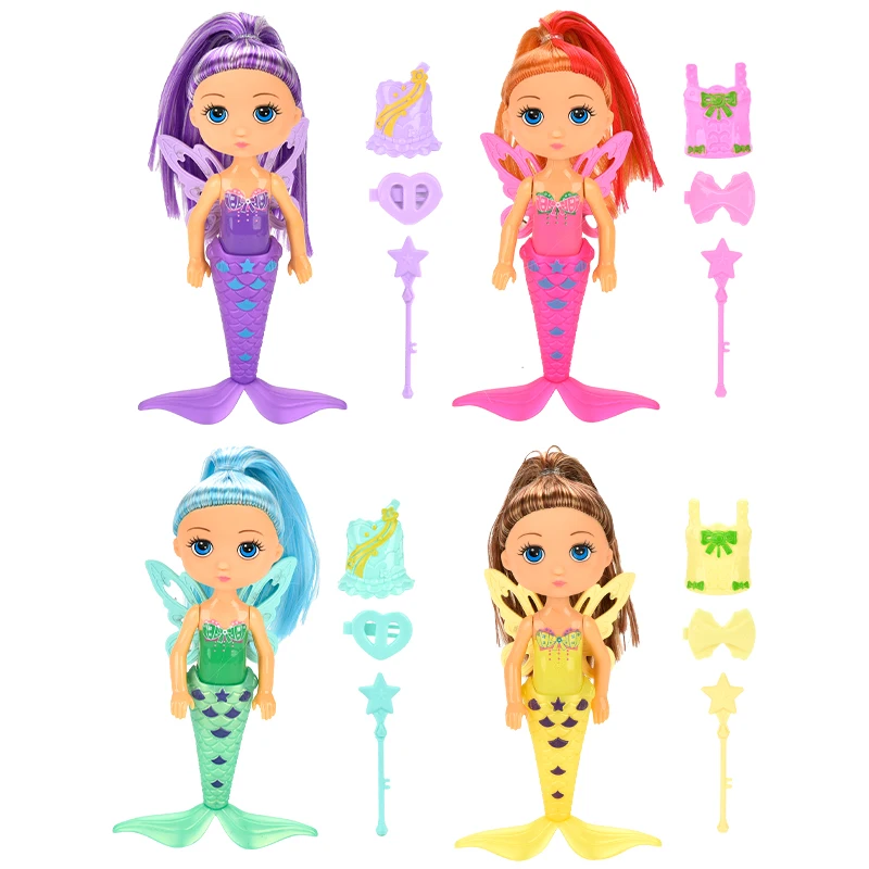 Hot Selling Mermaid With Wings Fun Dress-Up Various Shapes Joints Doll Four Colors Lifelike Adorable Toy For Kids