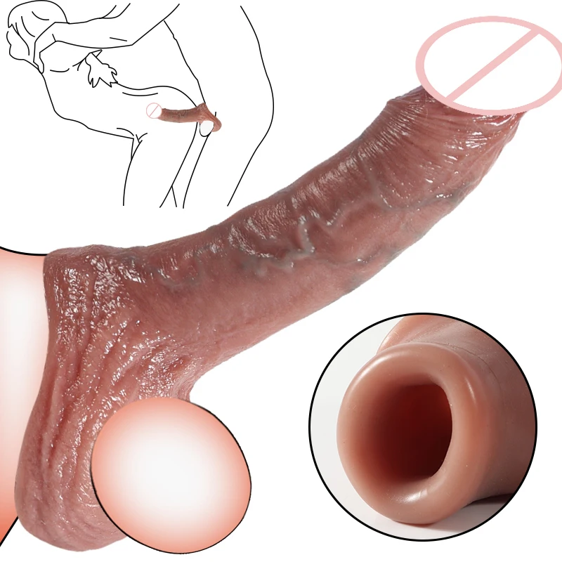 High Quality Extension Cock Sleeve Reusable Silicone Penis Big Dildo Enhancer Adult Sex Toys for Men Funda Para Pene